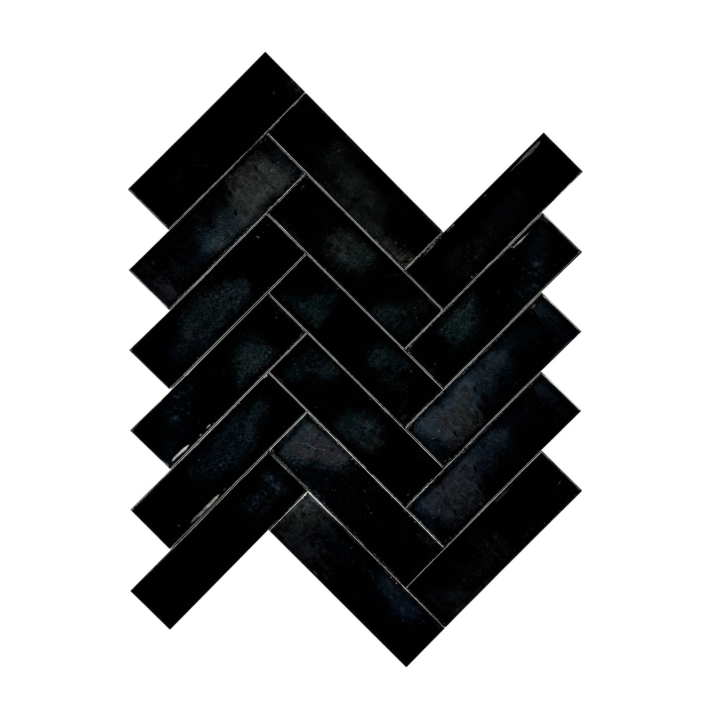 Black Glossy Glazed Ceramic Artisanal Tile