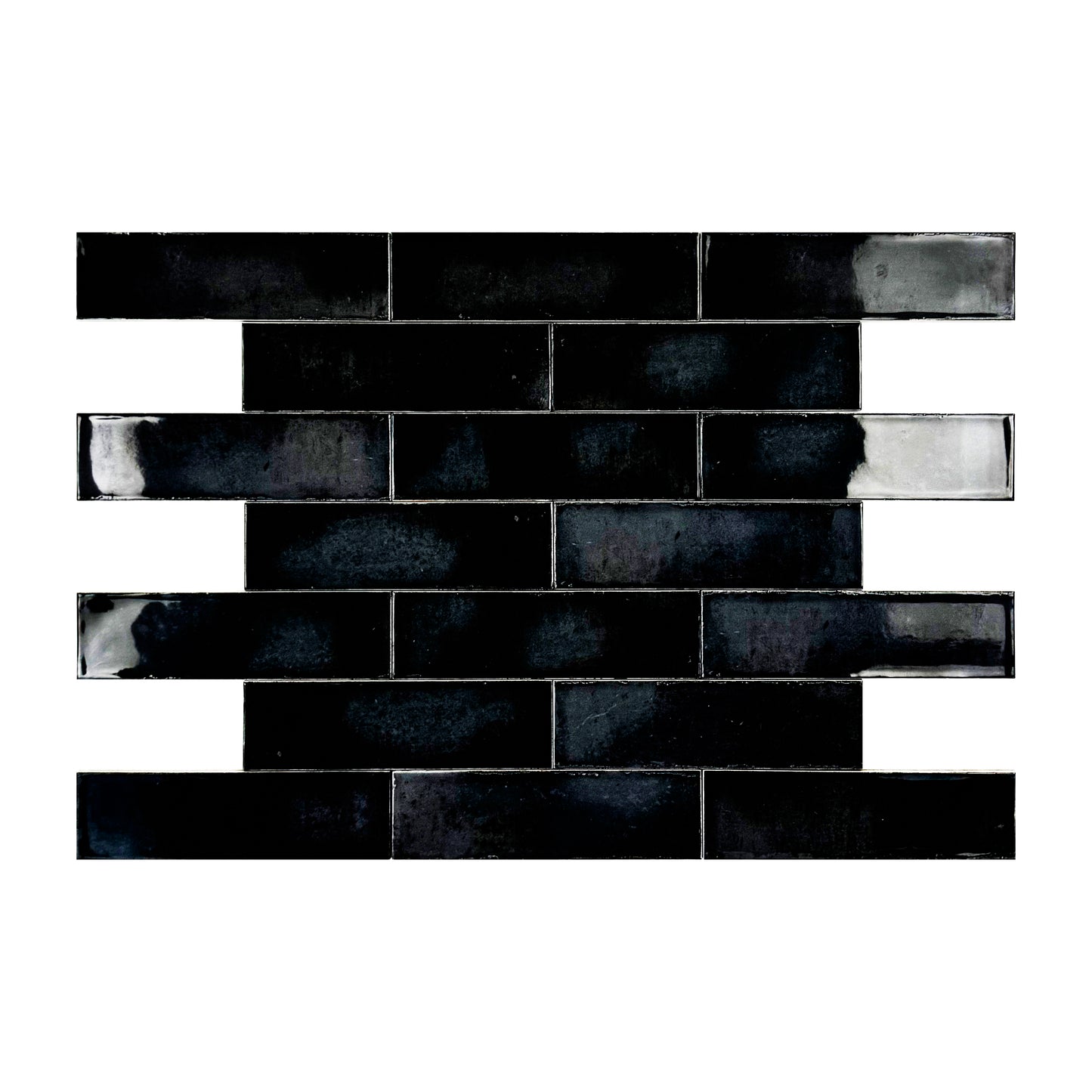 Black Glossy Glazed Ceramic Artisanal Tile