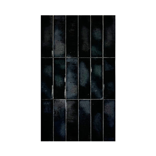 Black Glossy Glazed Ceramic Artisanal Tile