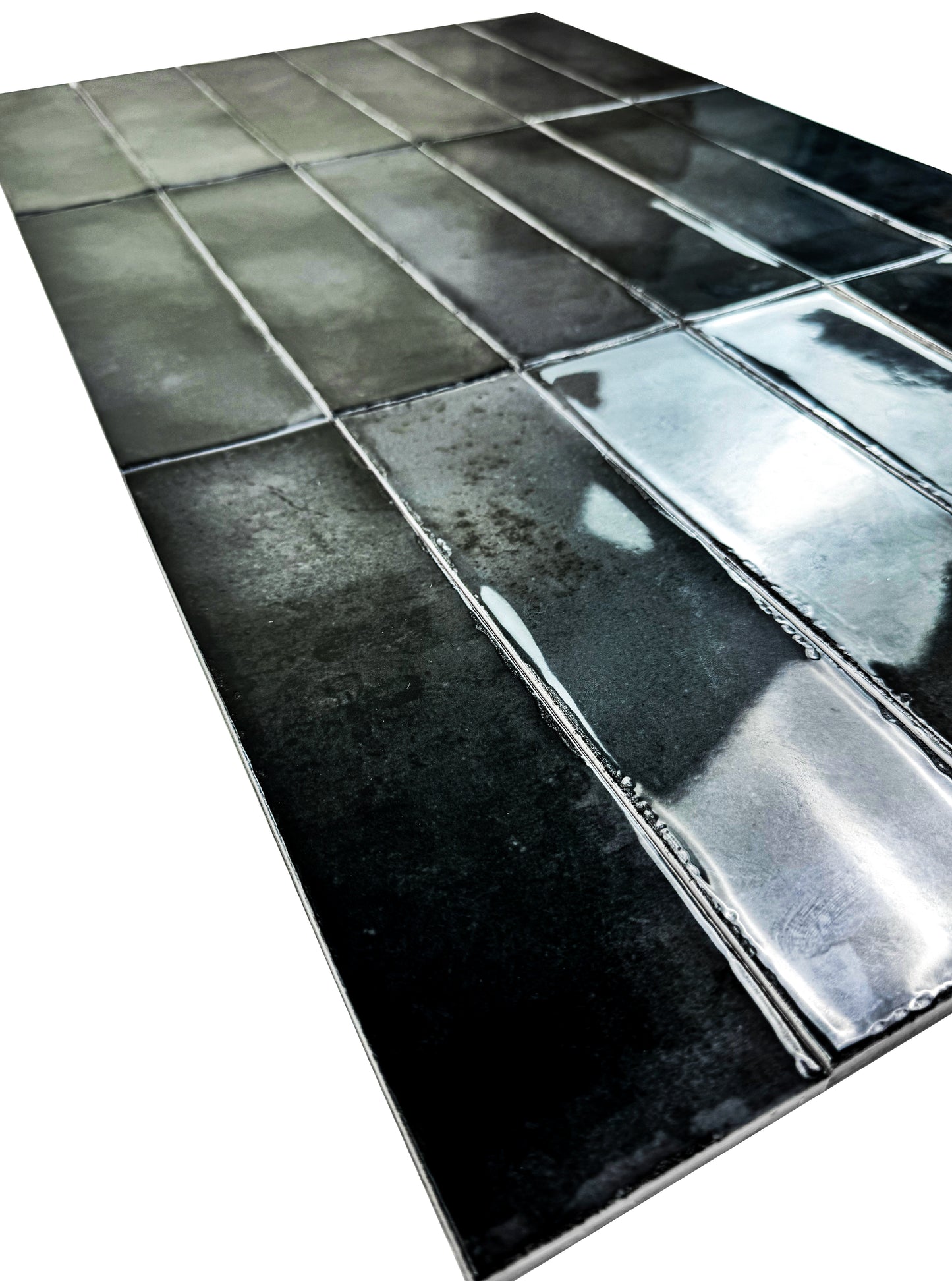 Black Glossy Glazed Ceramic Artisanal Tile