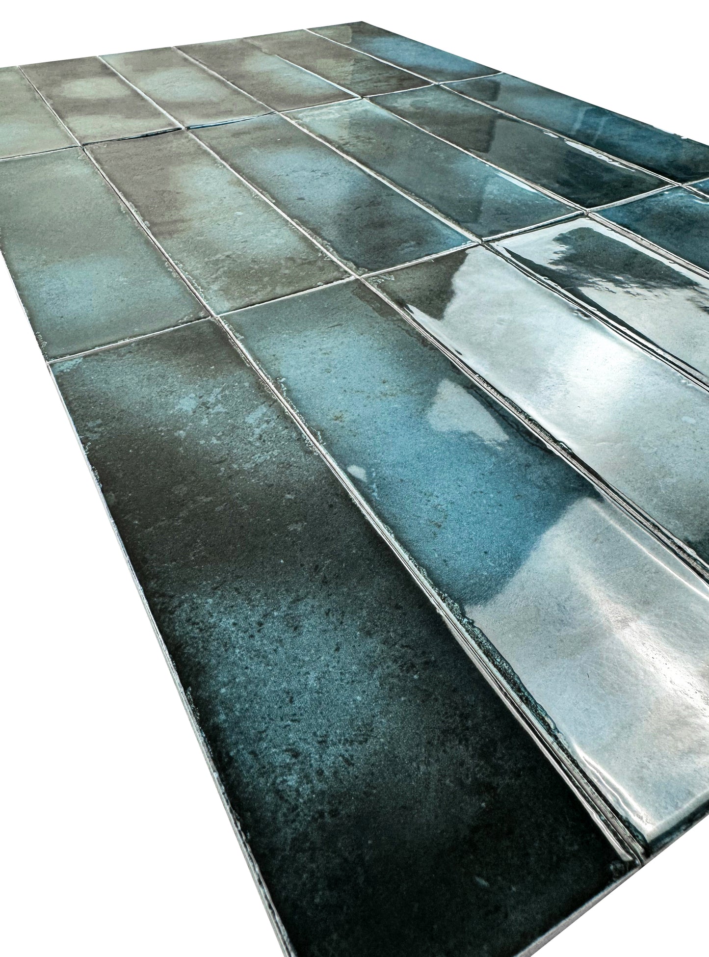 Blue Glossy Glazed Ceramic Artisanal Tile
