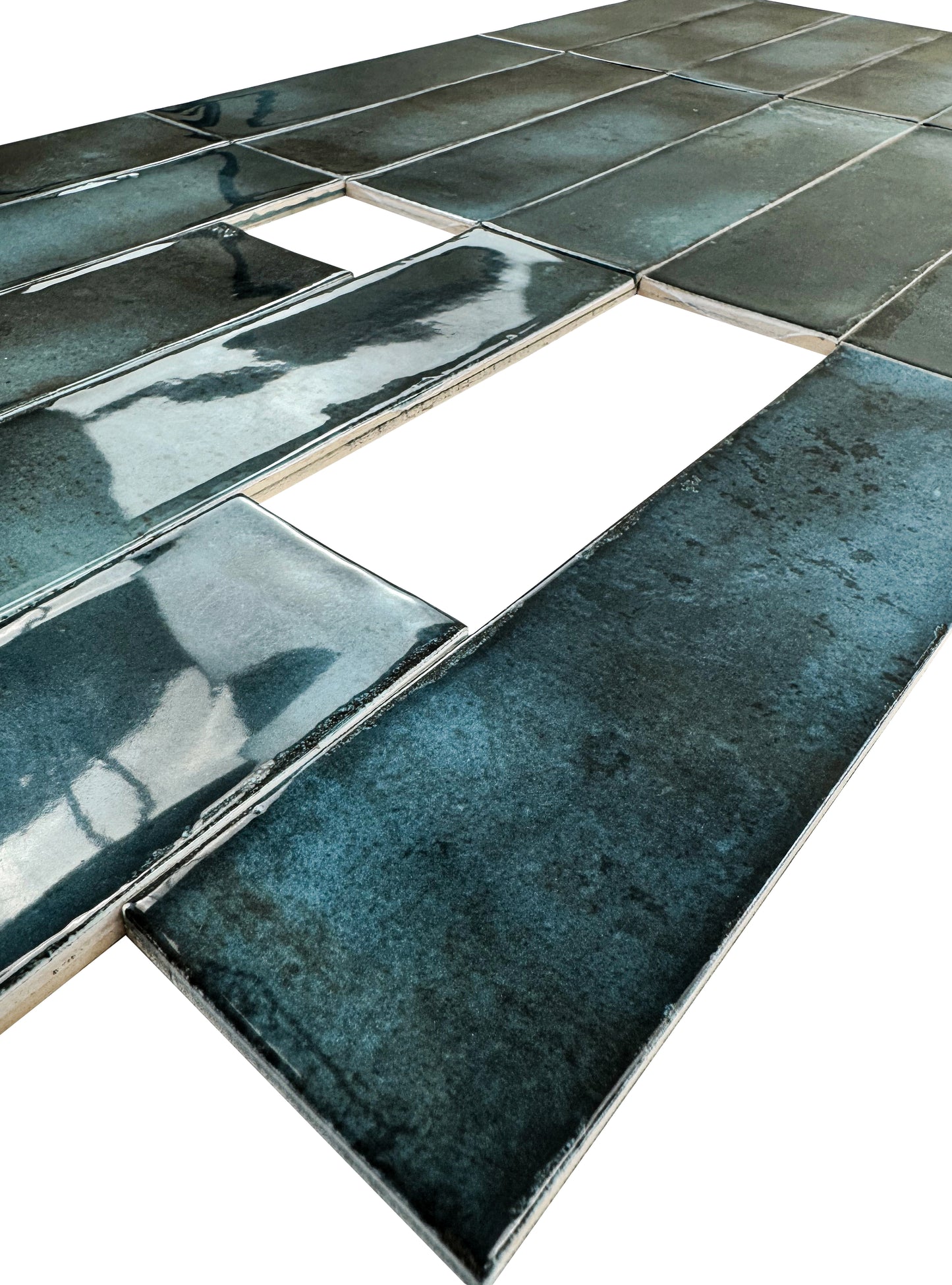 Blue Glossy Glazed Ceramic Artisanal Tile