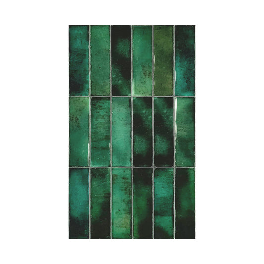 Green Glossy Glazed Ceramic Artisanal Tile