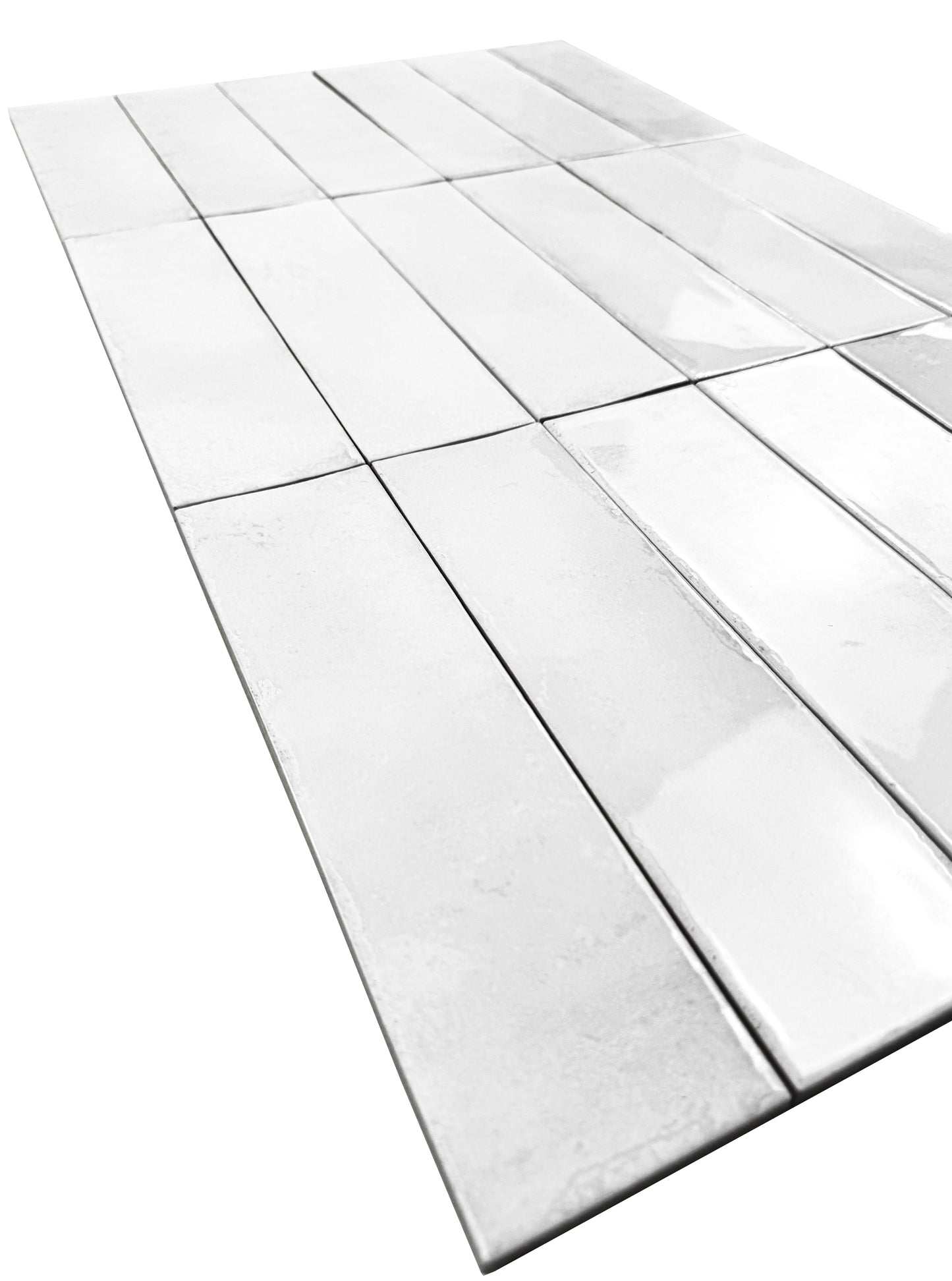 White Glossy Glazed Ceramic Artisanal Tile