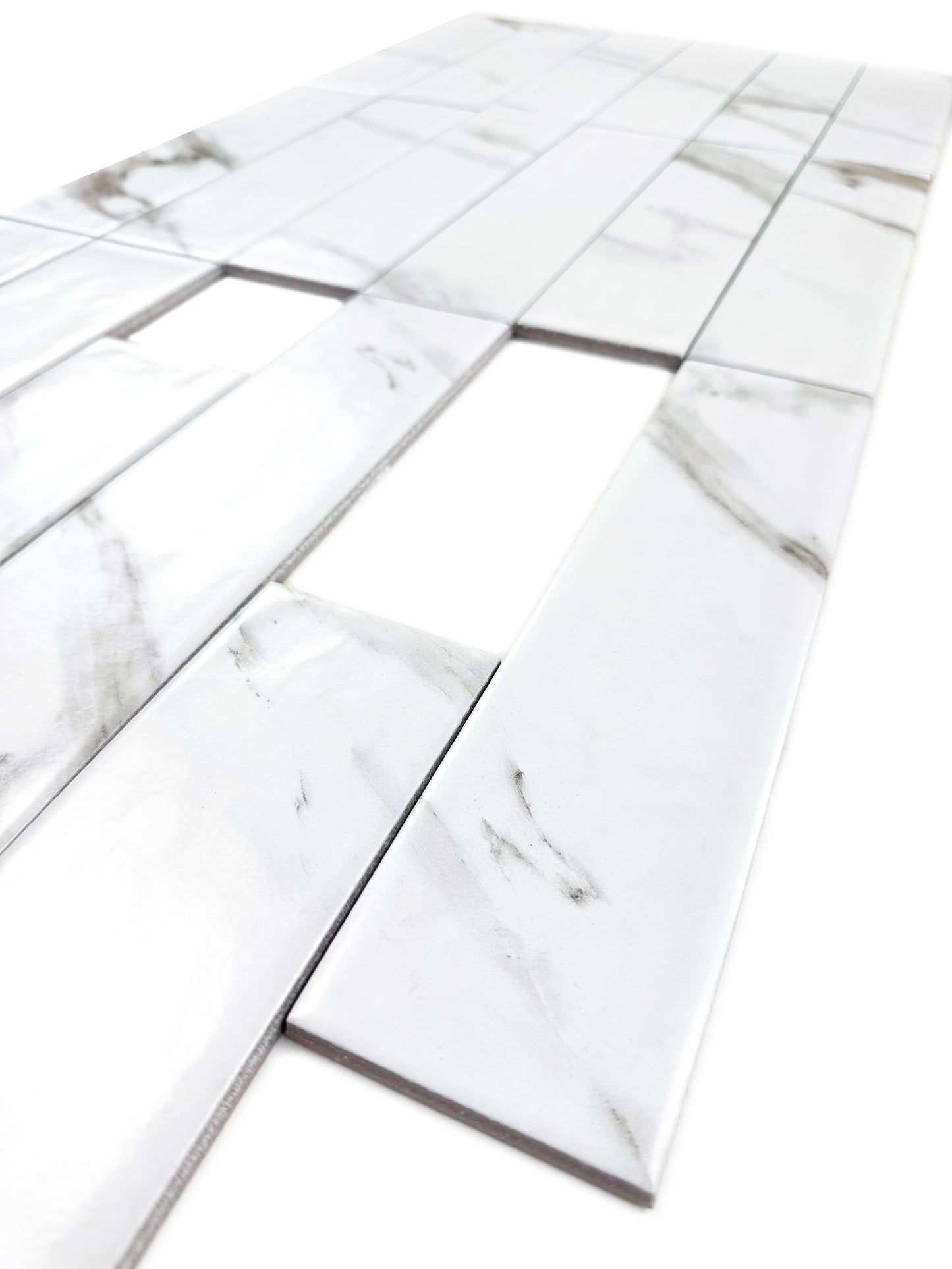 Aurora Vibes  Series Carrara white  Semimatte Porcelain Artisanal Tile