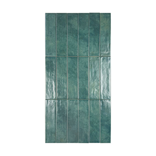 Aurora Vibes  Series Dark Sea Green  Semimatte Porcelain Artisanal Tile