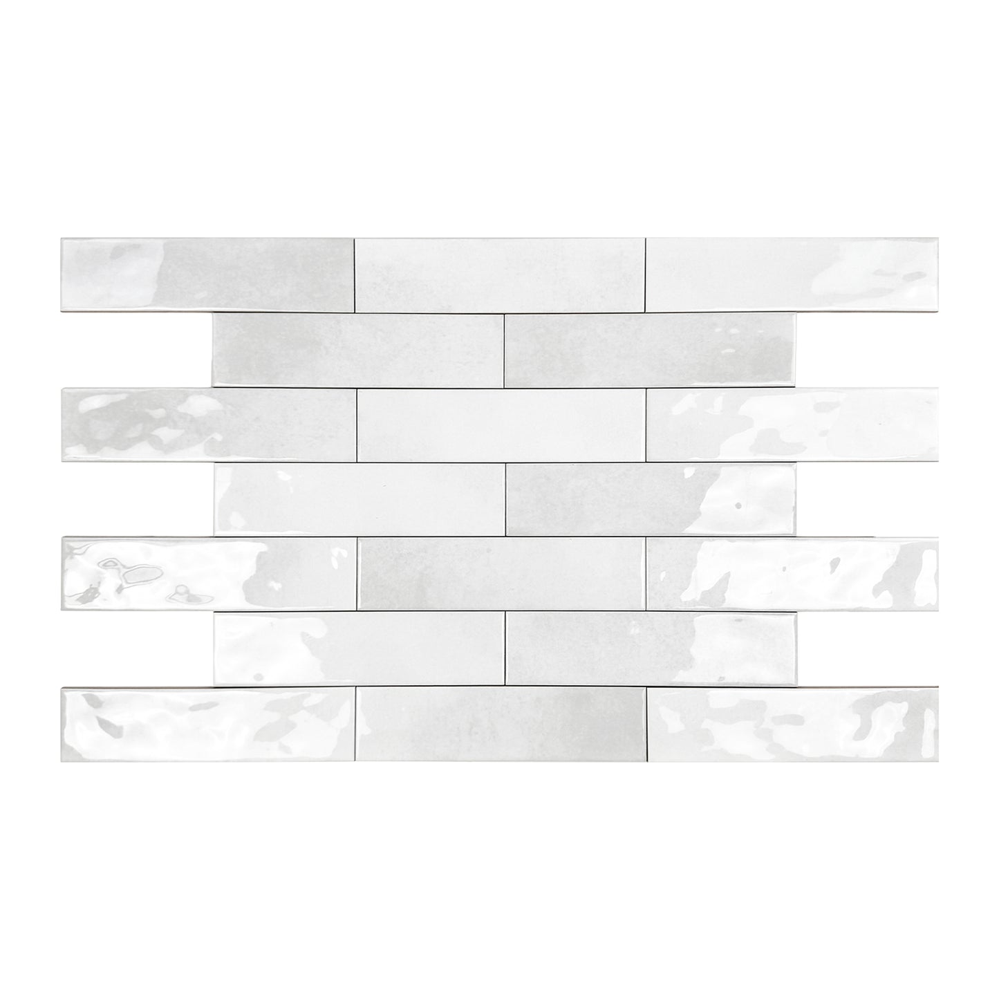 Tonal Symphony White Glossy Ceramic Artisanal Tile