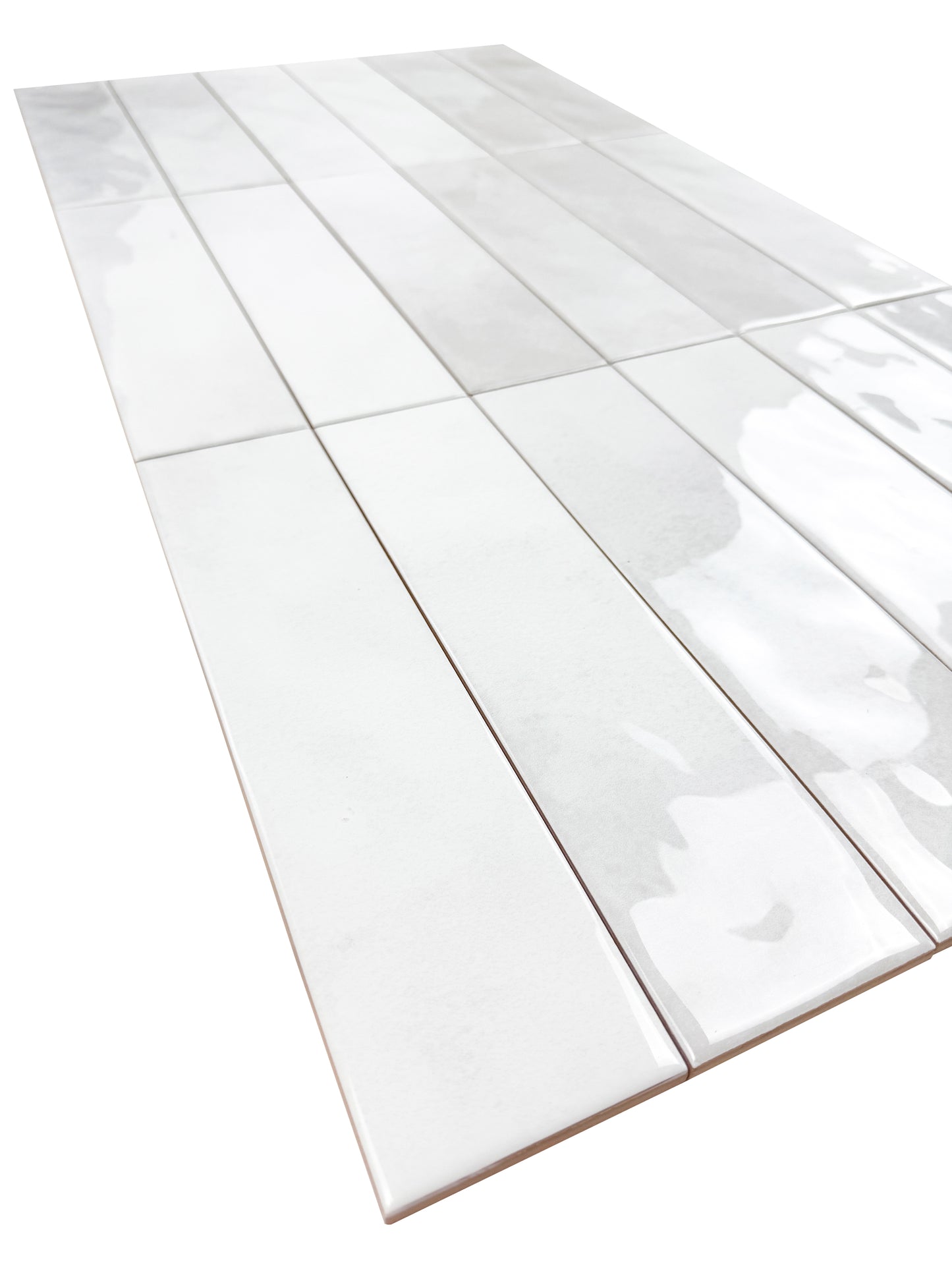 Tonal Symphony White Glossy Ceramic Artisanal Tile