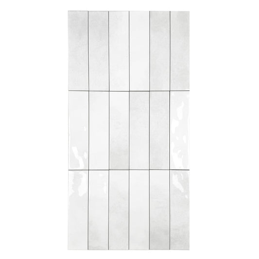 Tonal Symphony White Glossy Ceramic Artisanal Tile