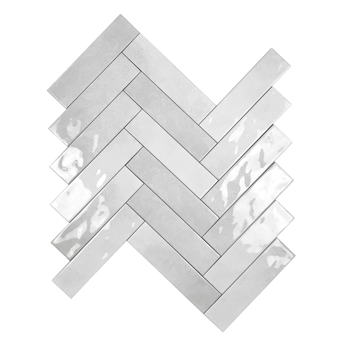 Tonal Symphony White Glossy Ceramic Artisanal Tile