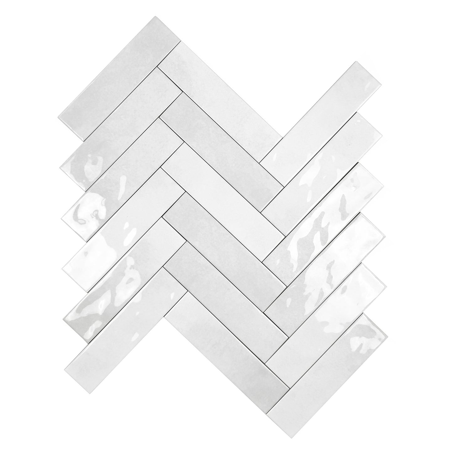 Tonal Symphony White Glossy Ceramic Artisanal Tile