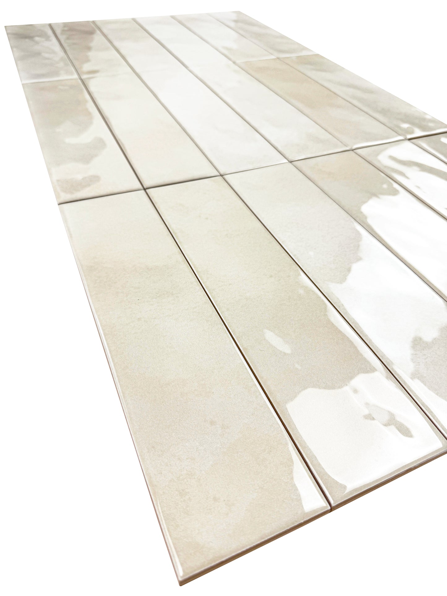 Tonal Symphony Smoke White Glossy Ceramic Artisanal Tile