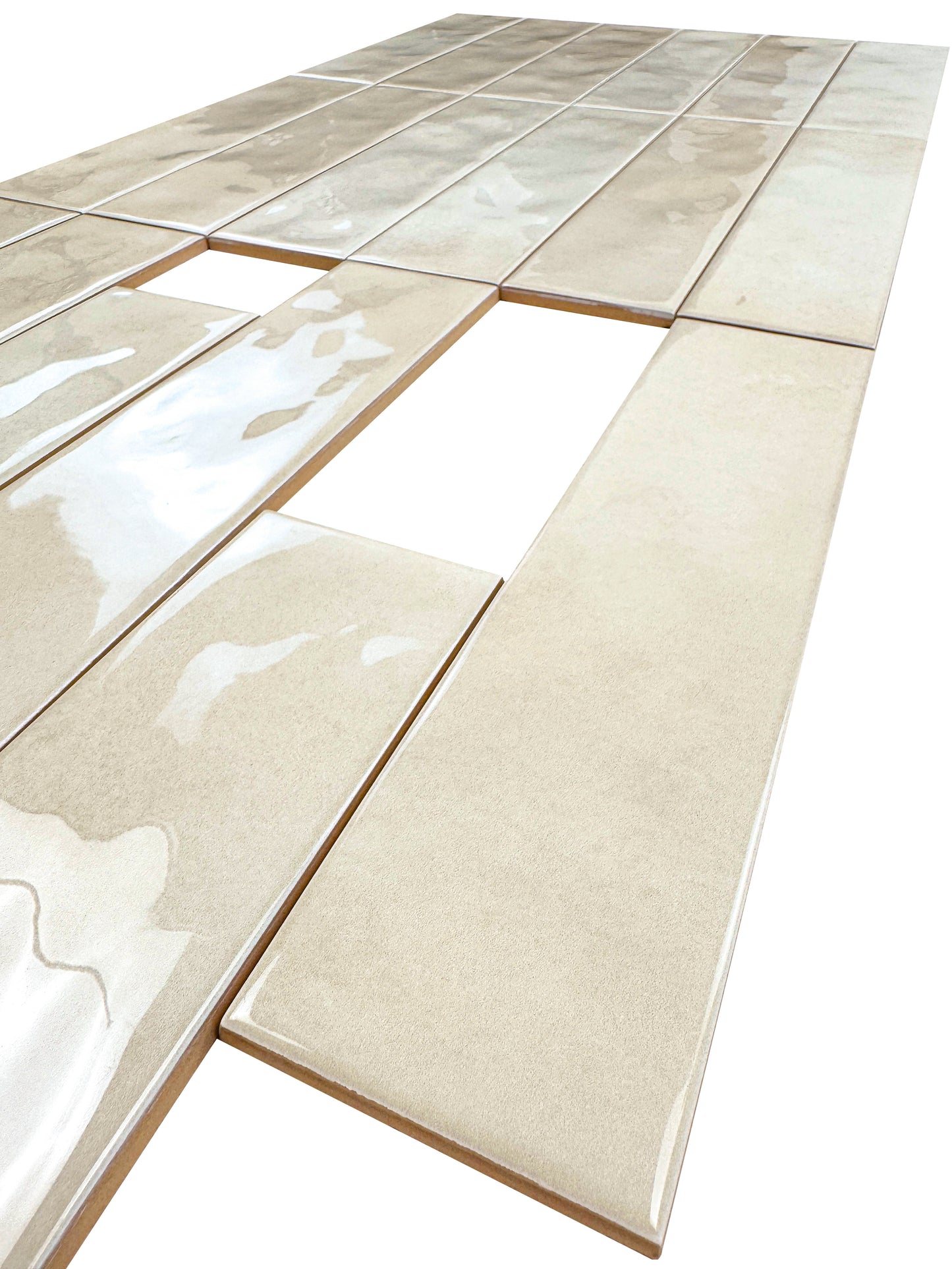 Tonal Symphony Smoke White Glossy Ceramic Artisanal Tile