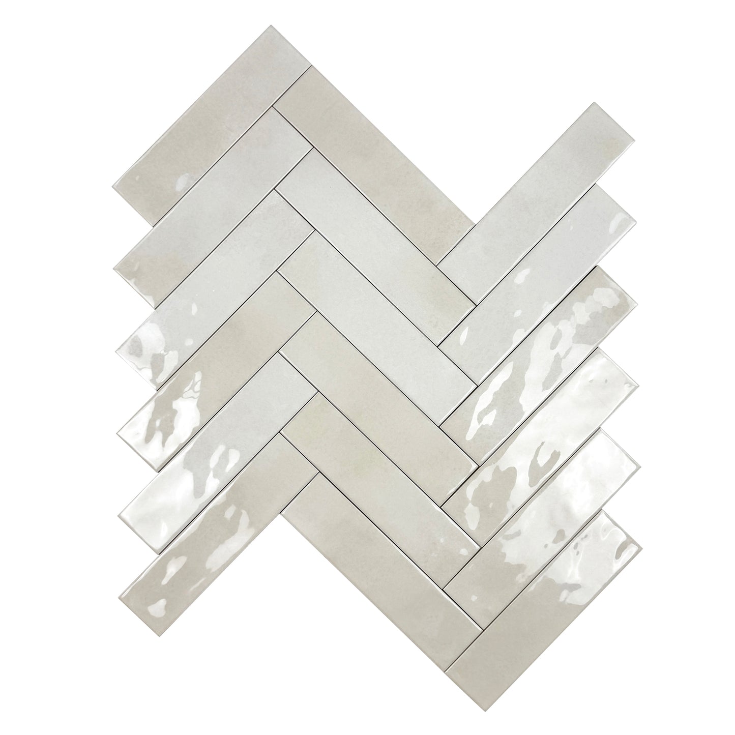 Tonal Symphony Smoke White Glossy Ceramic Artisanal Tile