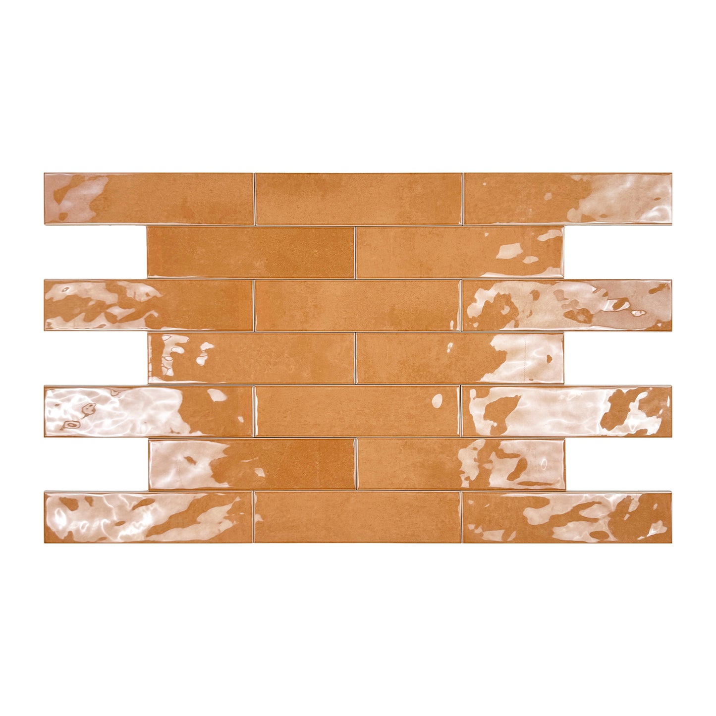 Tonal Symphony Orange Glossy Ceramic Artisanal Tile