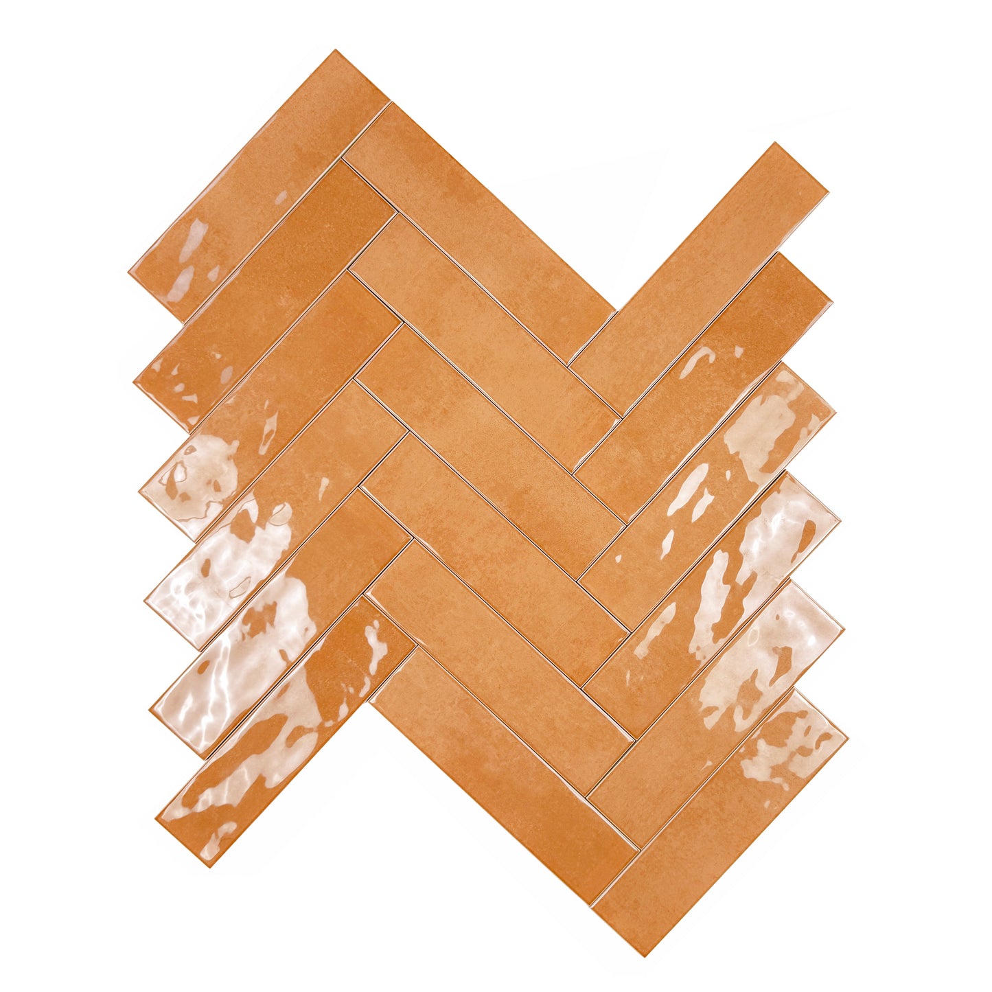 Tonal Symphony Orange Glossy Ceramic Artisanal Tile