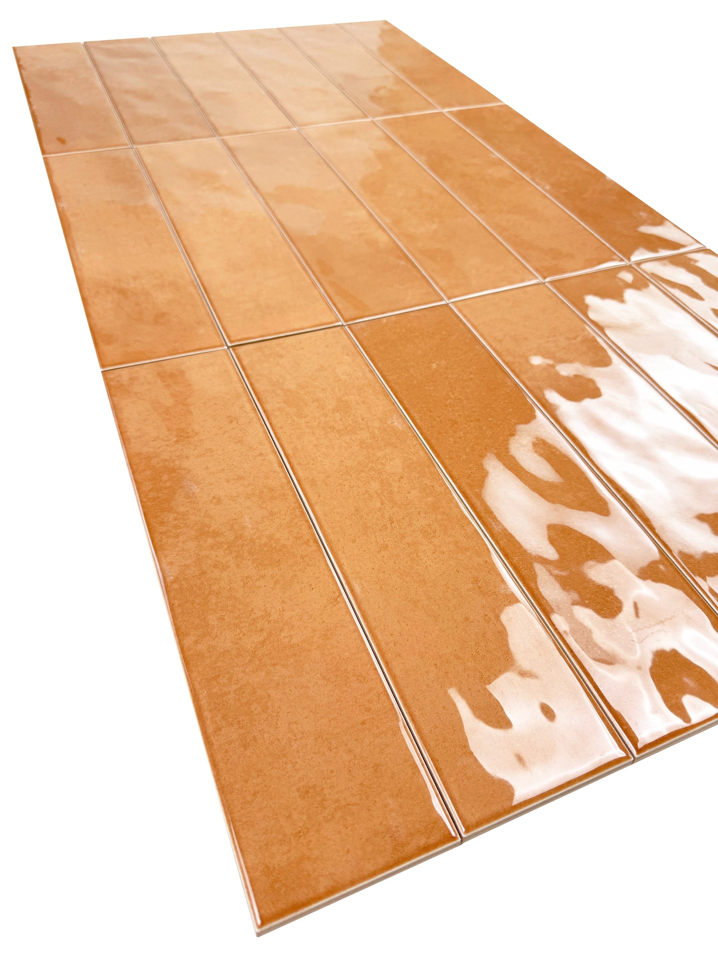 Tonal Symphony Orange Glossy Ceramic Artisanal Tile