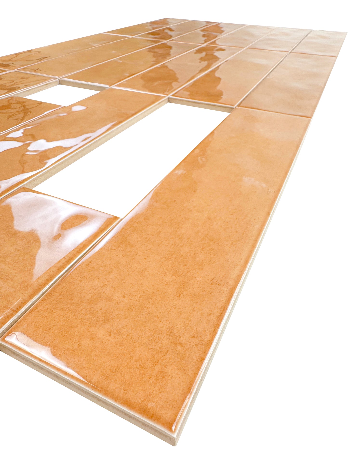 Tonal Symphony Orange Glossy Ceramic Artisanal Tile