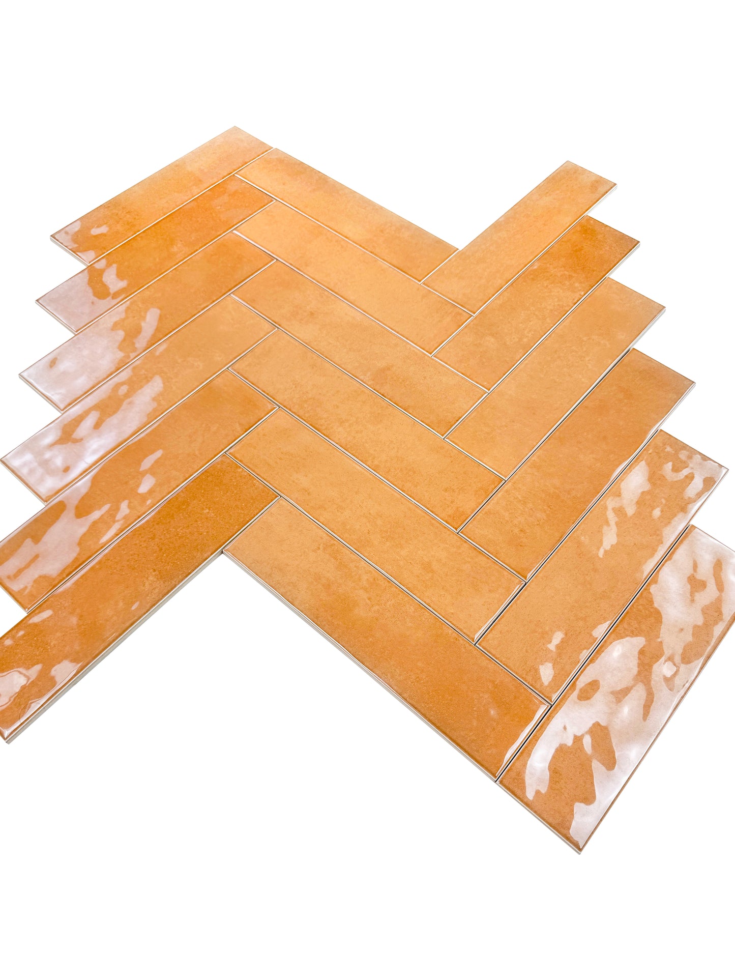Tonal Symphony Orange Glossy Ceramic Artisanal Tile