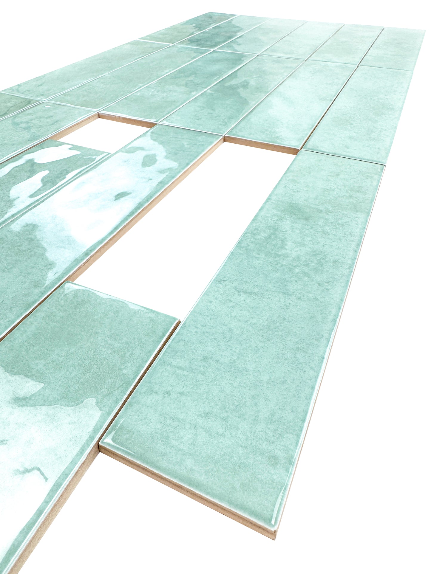 Aqua Blue Glossy Ceramic Artisanal Tile