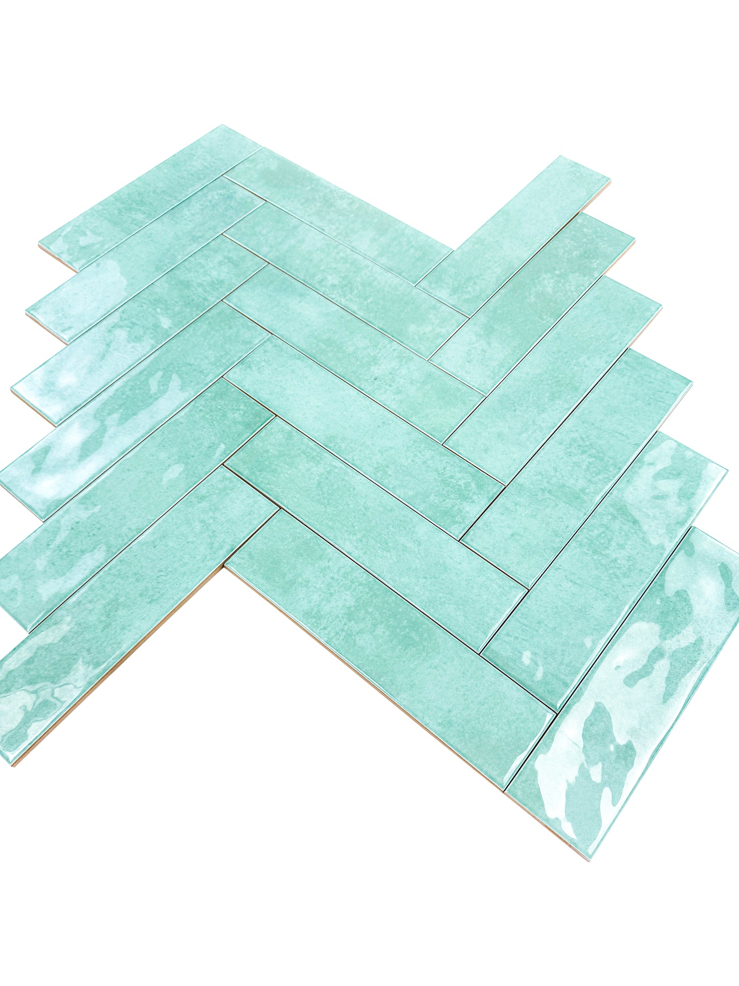 Aqua Blue Glossy Ceramic Artisanal Tile