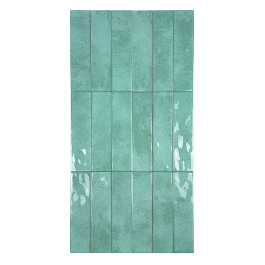 Aqua Blue Glossy Ceramic Artisanal Tile