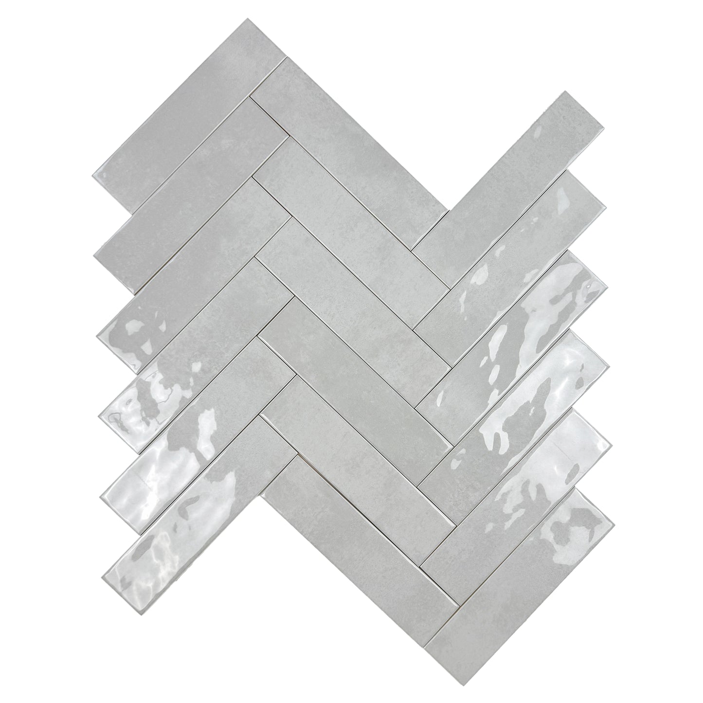 Tonal Symphony Cement Grey Glossy Ceramic Artisanal Tile