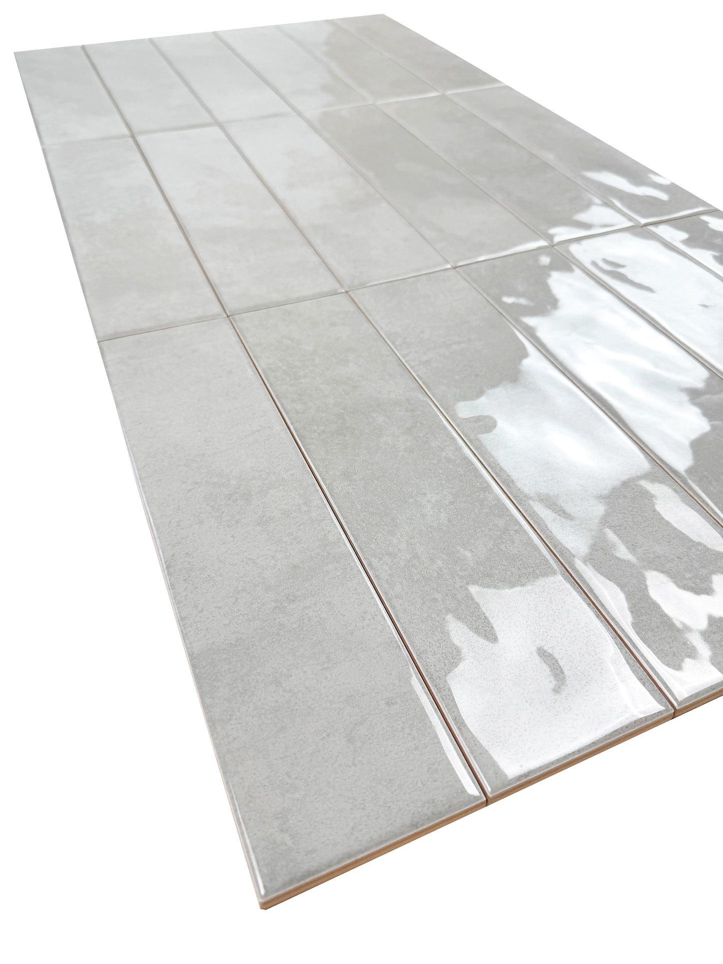 Tonal Symphony Cement Grey Glossy Ceramic Artisanal Tile