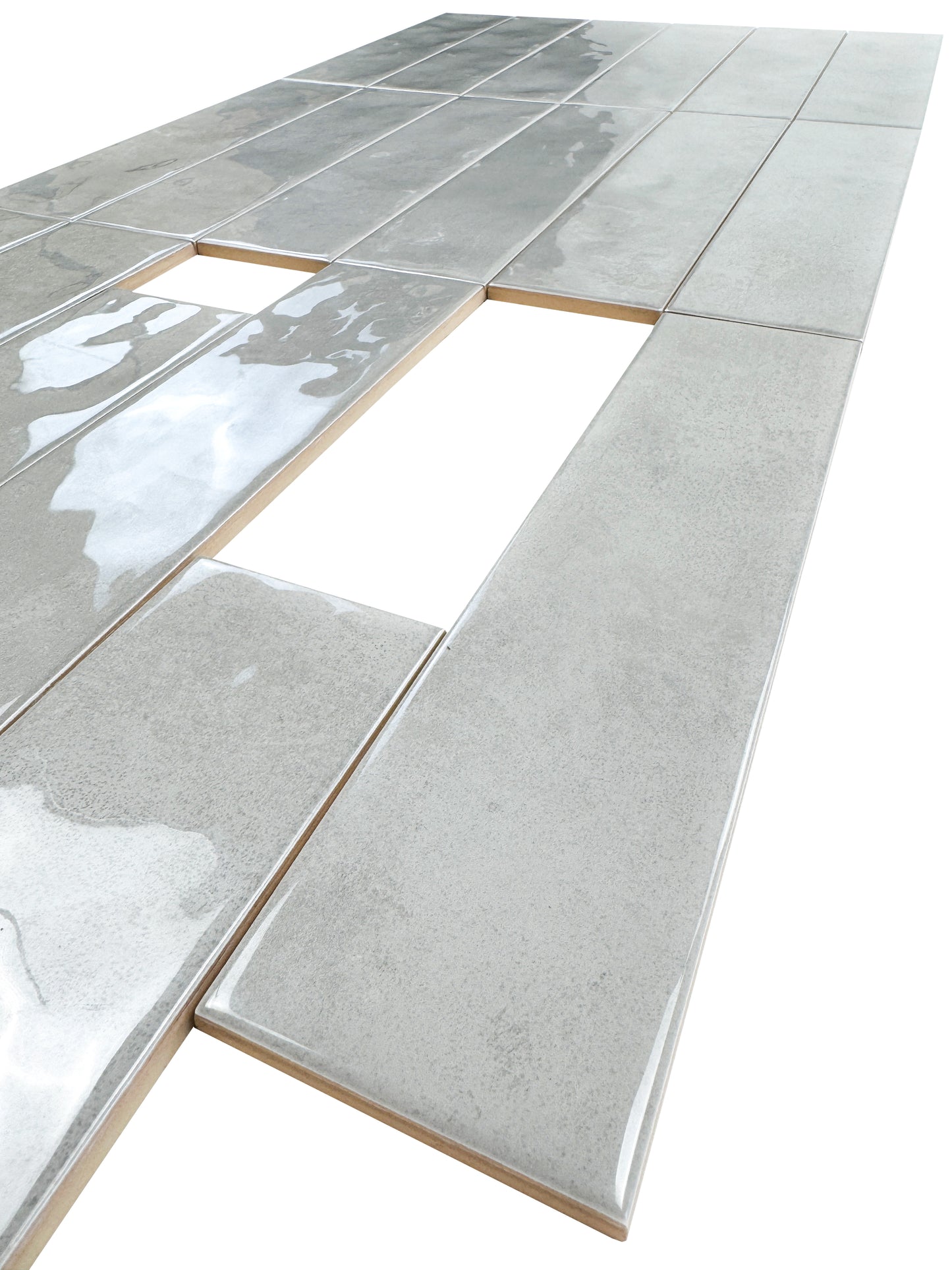 Tonal Symphony Cement Grey Glossy Ceramic Artisanal Tile