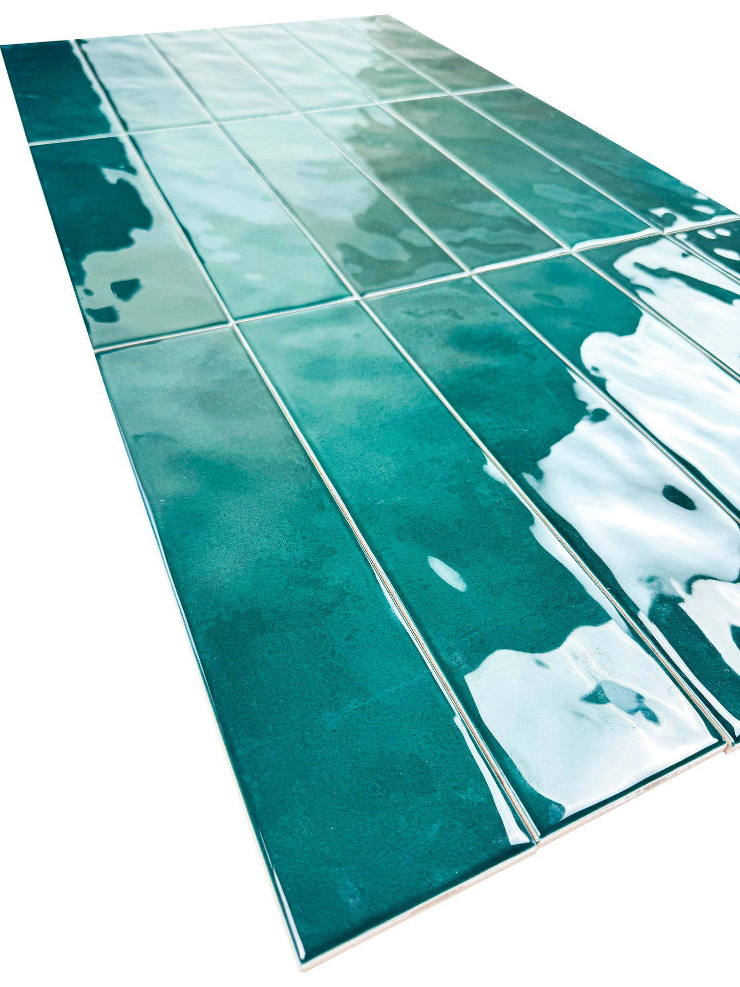 Tonal Symphony Dark Green Glossy Ceramic Artisanal Tile