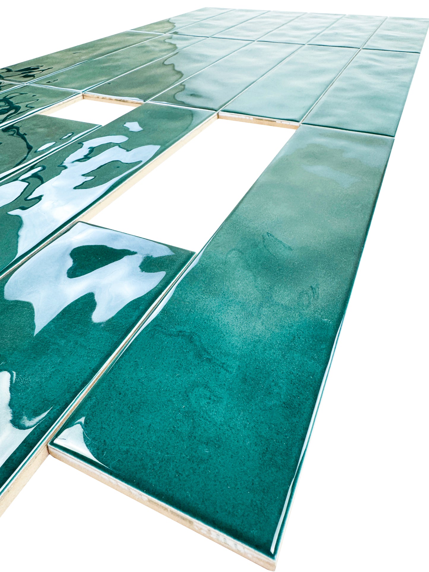 Tonal Symphony Dark Green Glossy Ceramic Artisanal Tile