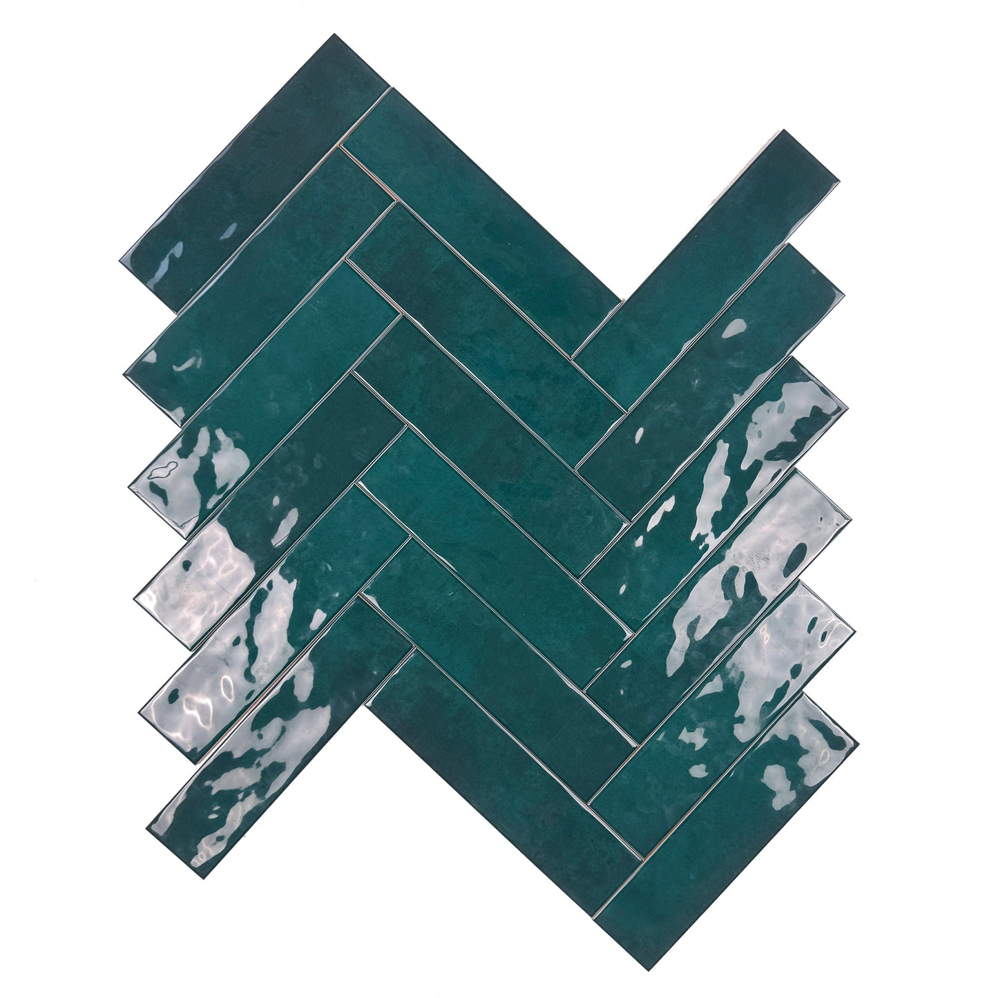 Tonal Symphony Dark Green Glossy Ceramic Artisanal Tile