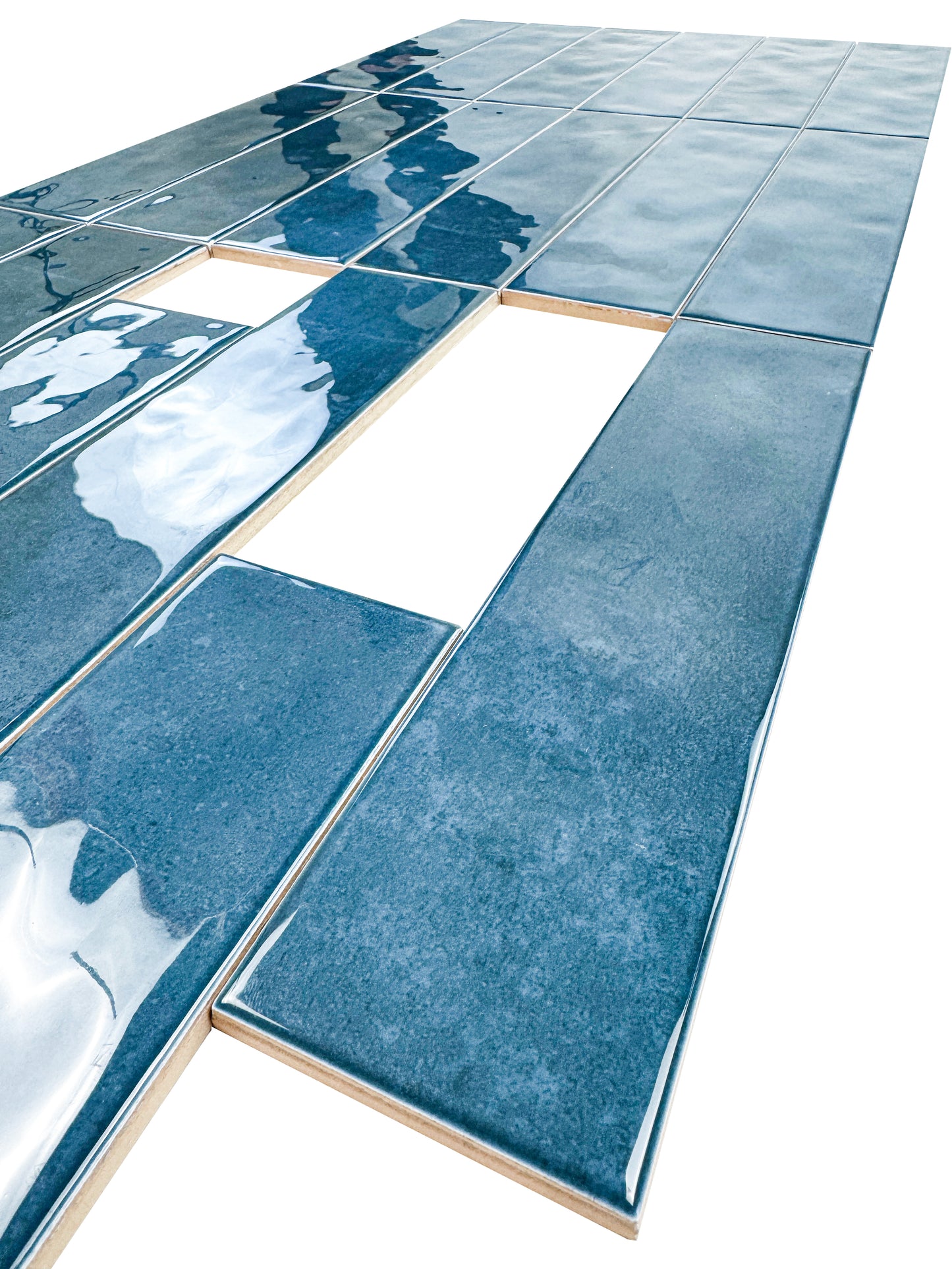 Tonal Symphony Dark Blue Glossy Ceramic Artisanal Tile