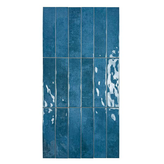 Tonal Symphony Dark Blue Glossy Ceramic Artisanal Tile