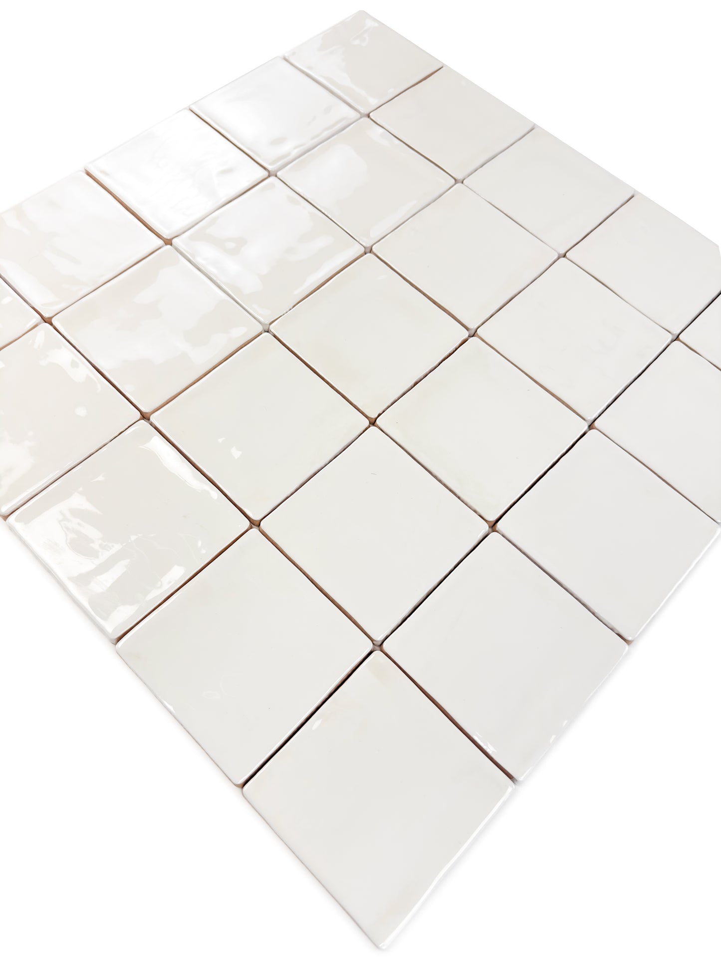 Portofino Series Ivory White Handmade High Gloss Crackle Glaze Ceramic Tile