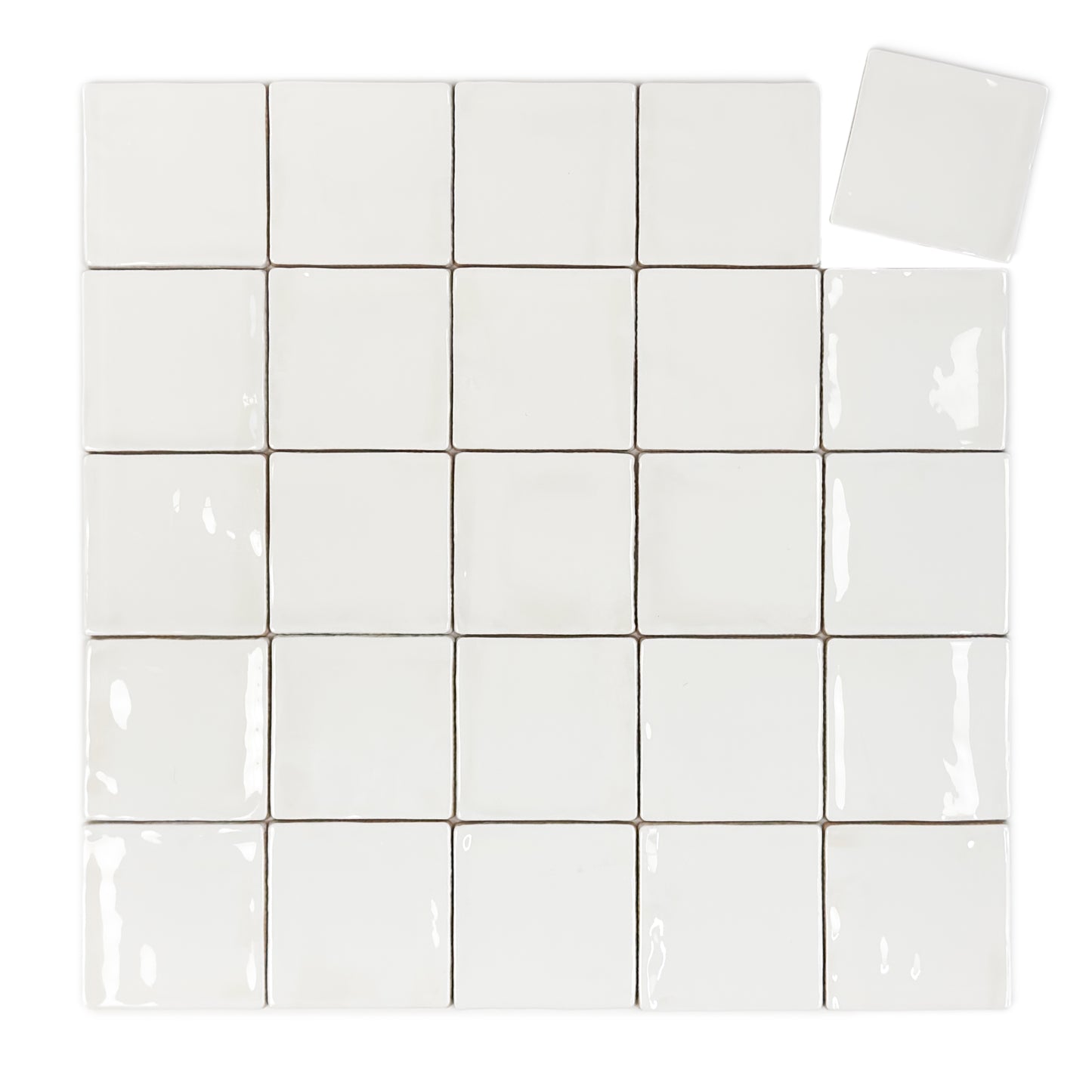 Portofino Series Ivory White Handmade High Gloss Crackle Glaze Ceramic Tile