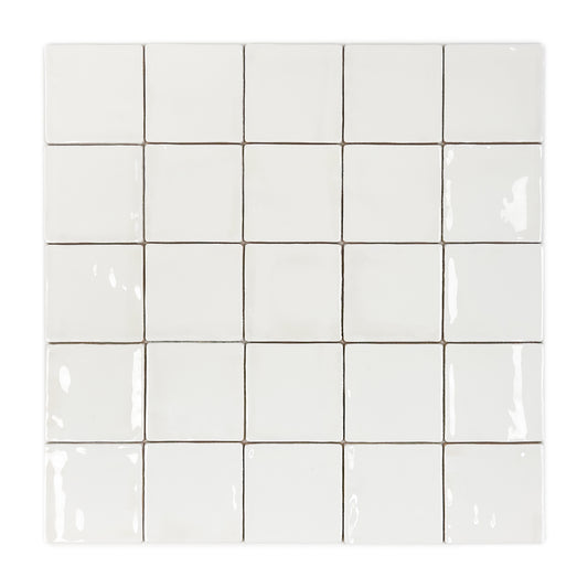 Portofino Series Ivory White Handmade High Gloss Crackle Glaze Ceramic Tile
