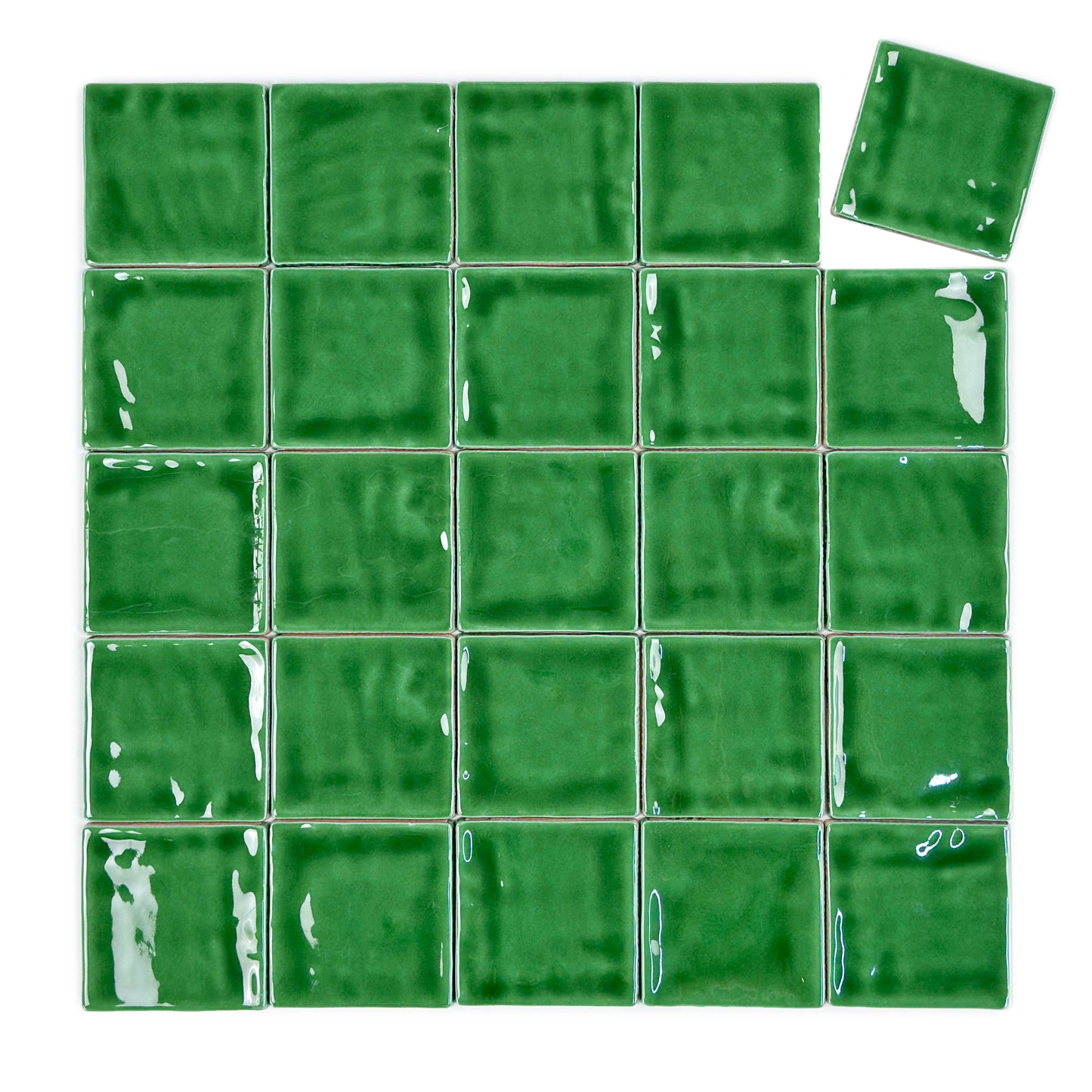 Portofino Series Jade Green Handmade High Gloss Crackle Glaze Ceramic Tile