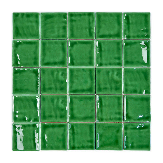 Portofino Series Jade Green Handmade High Gloss Crackle Glaze Ceramic Tile