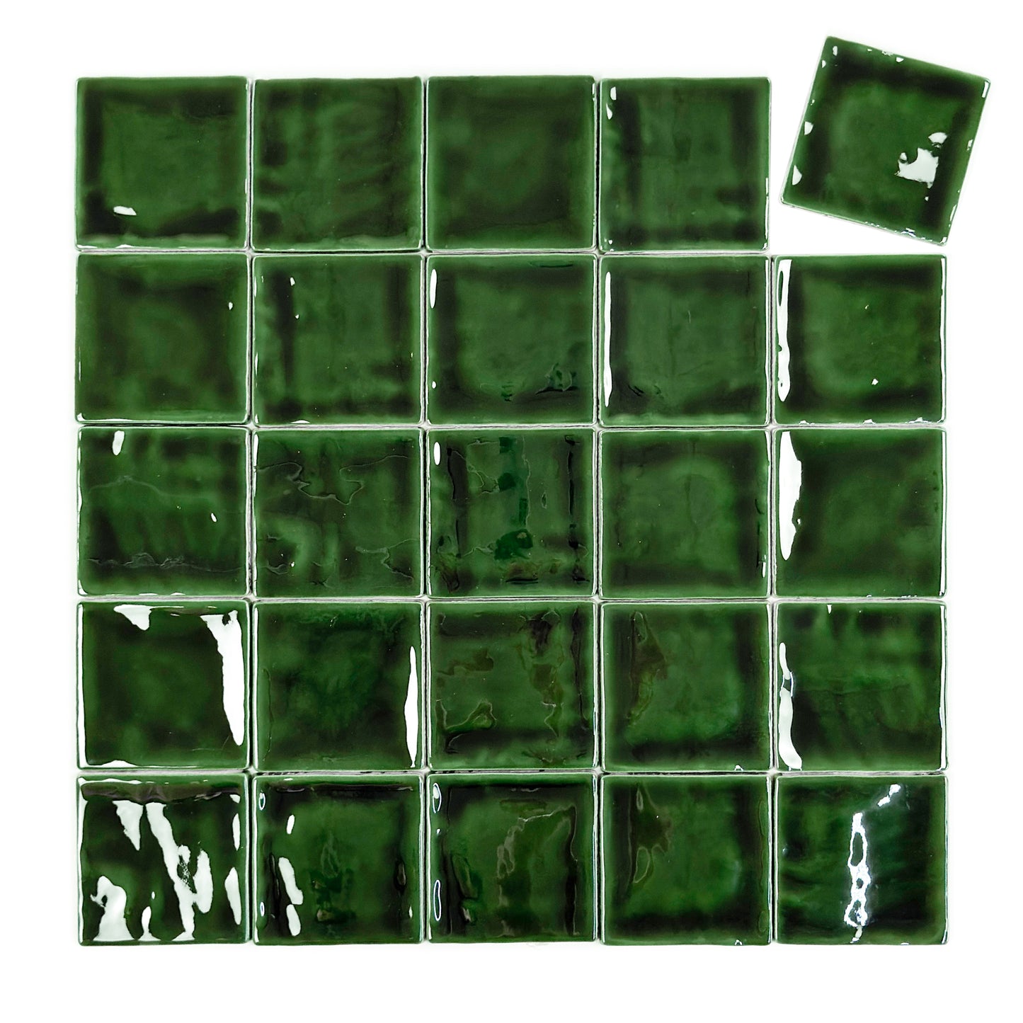 Portofino Series Emerald Green Handmade High Gloss Crackle Glaze Ceramic Tile