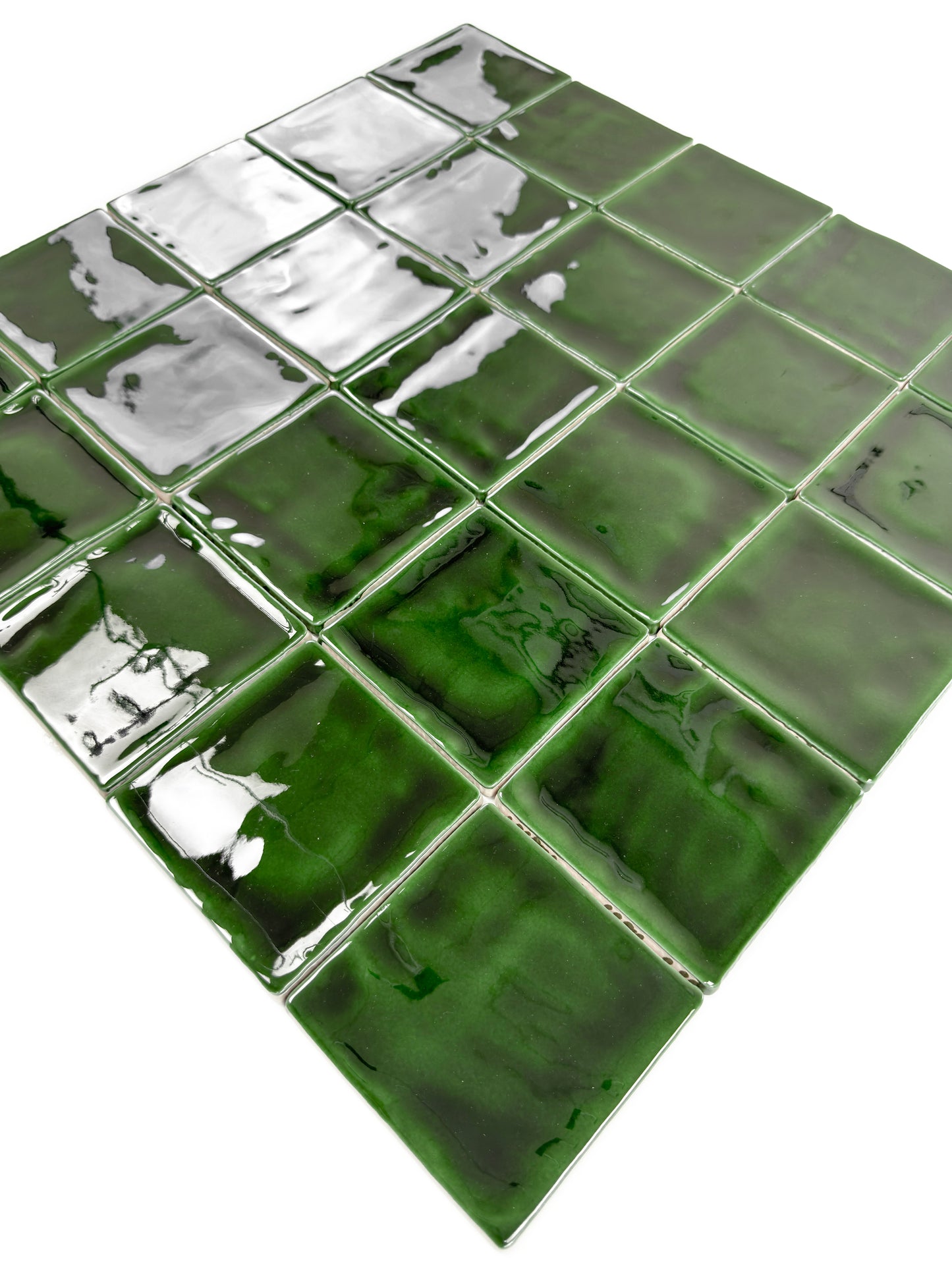 Portofino Series Emerald Green Handmade High Gloss Crackle Glaze Ceramic Tile