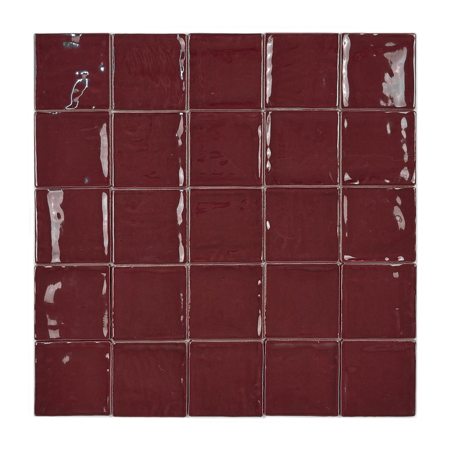 Portofino Series Bordeaux Red Handmade High Gloss Crackle Glaze Ceramic Tile