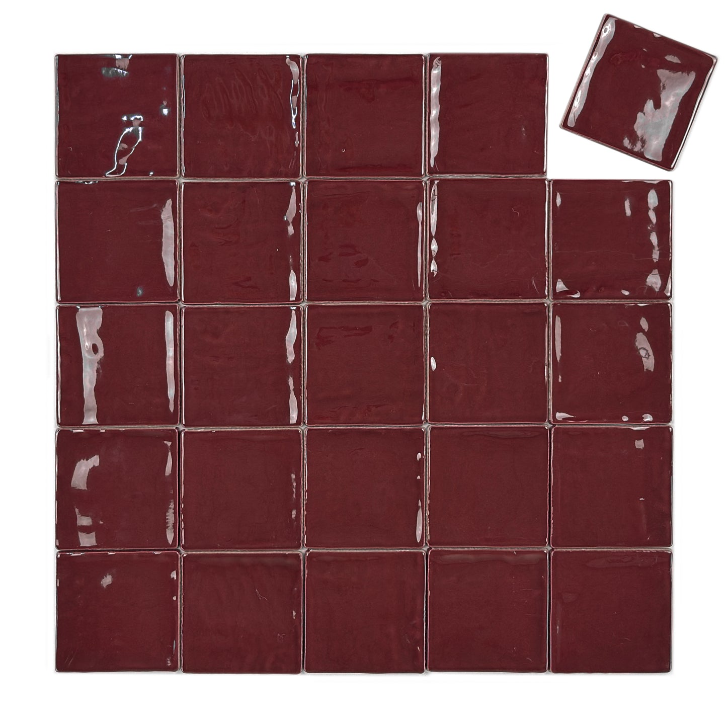 Portofino Series Bordeaux Red Handmade High Gloss Crackle Glaze Ceramic Tile