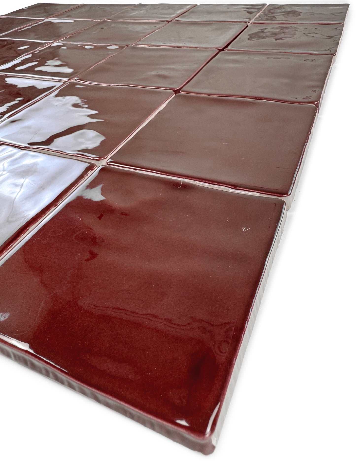 Portofino Series Bordeaux Red Handmade High Gloss Crackle Glaze Ceramic Tile