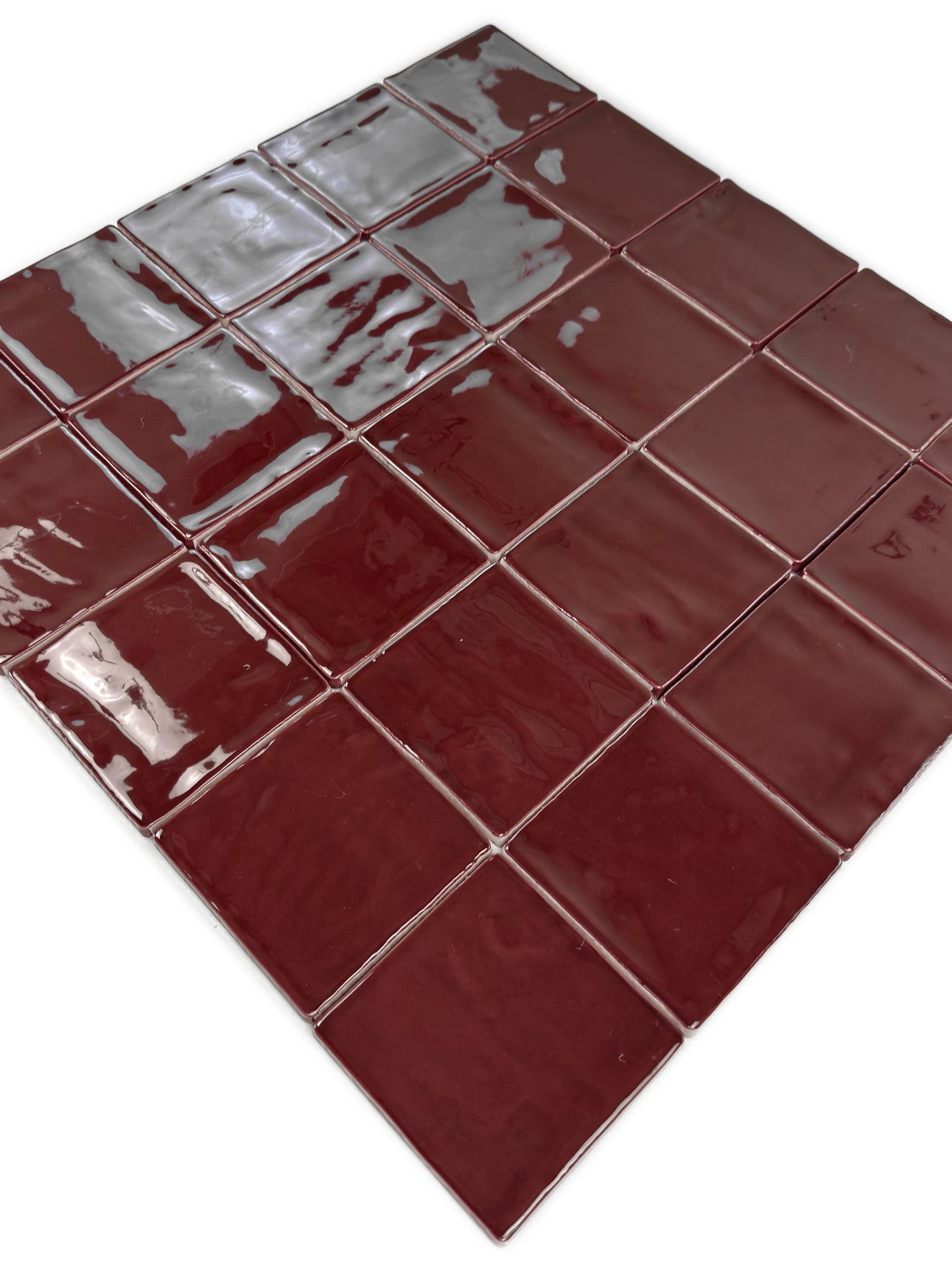 Portofino Series Bordeaux Red Handmade High Gloss Crackle Glaze Ceramic Tile
