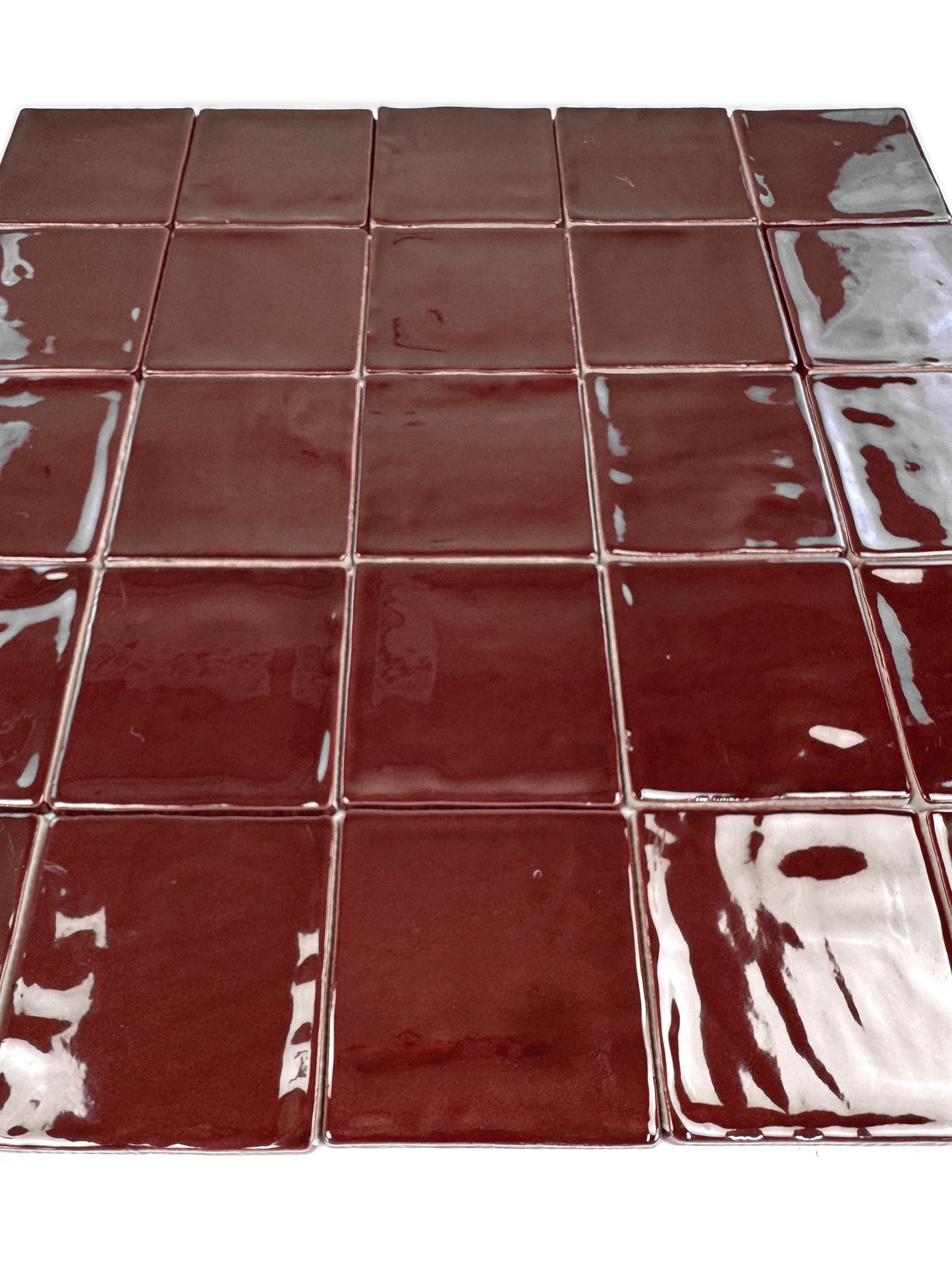 Portofino Series Bordeaux Red Handmade High Gloss Crackle Glaze Ceramic Tile