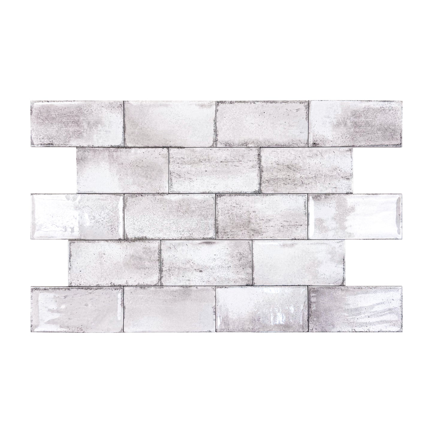 Light Grey Glossy Ceramic Artisanal Tile