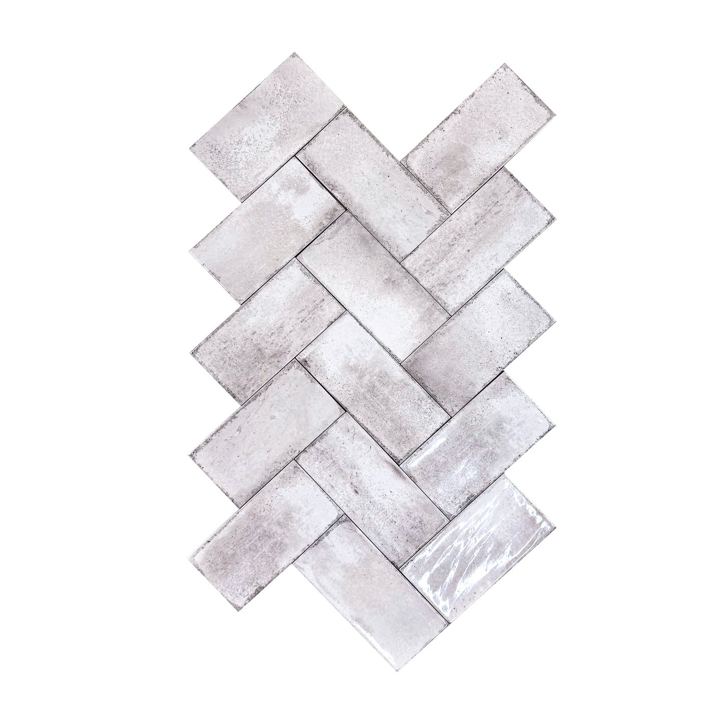 Light Grey Glossy Ceramic Artisanal Tile