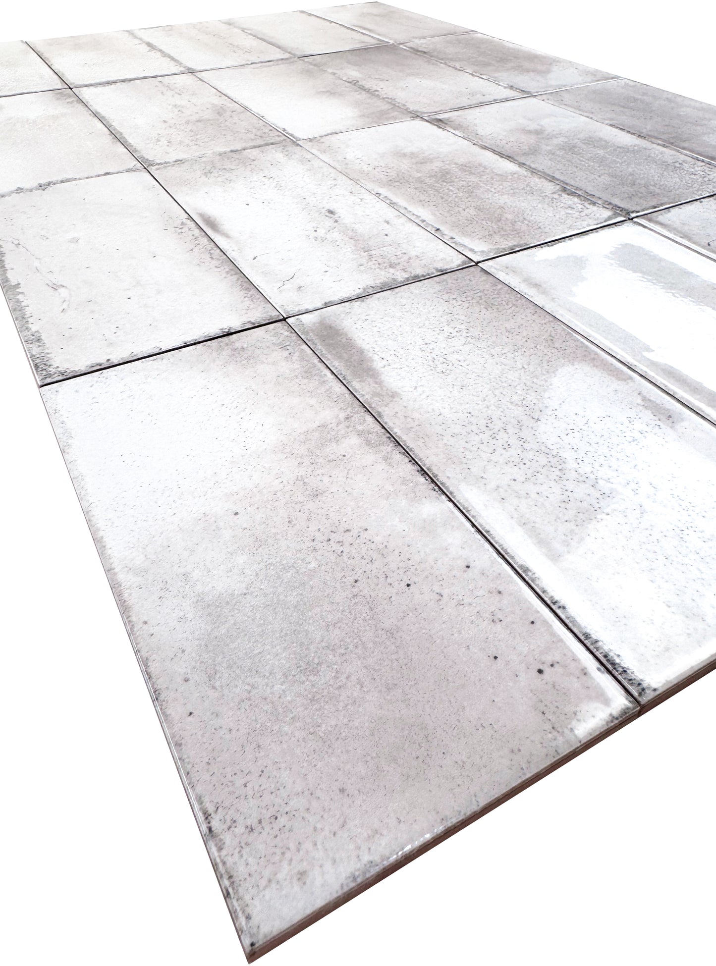 Light Grey Glossy Ceramic Artisanal Tile