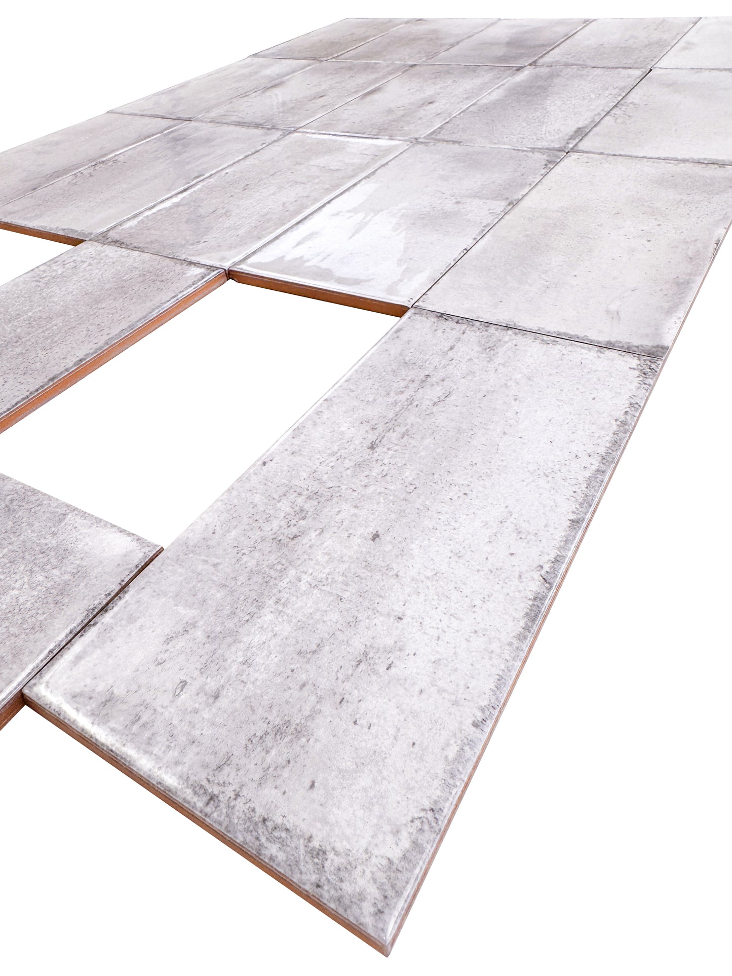 Light Grey Glossy Ceramic Artisanal Tile